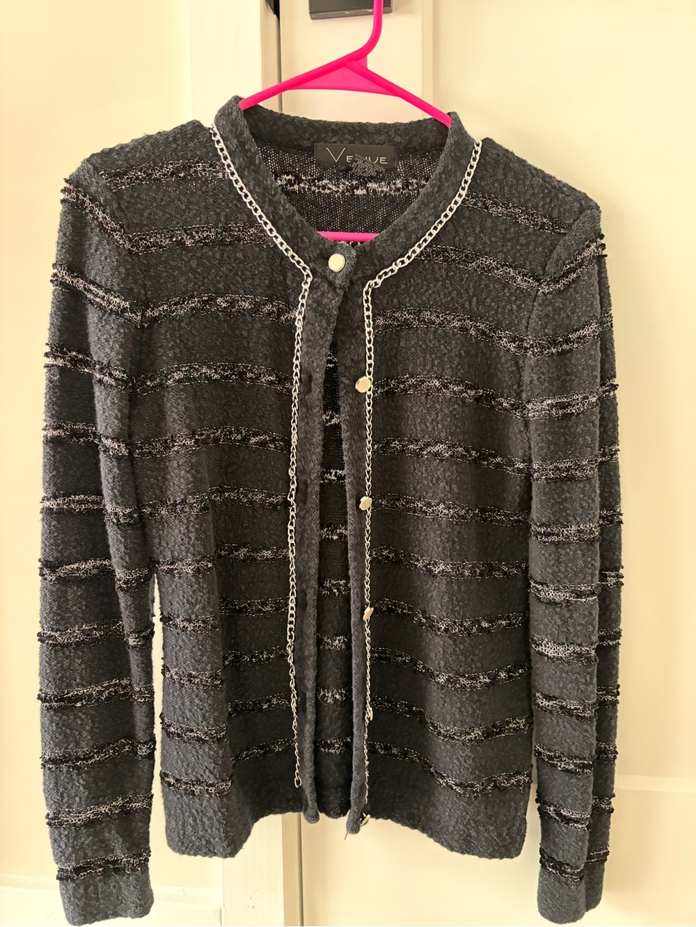 Charcoal Textured Button-Front Sweater